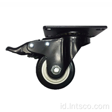 1.5 &quot;Putih PP Core Hitam PVC Brake Casters